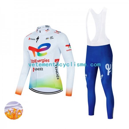 Homme Tenue Cycliste Manches Longues et Collant à Bretelles Hiver Thermal Fleece 2022 Team TotalEnergies N001